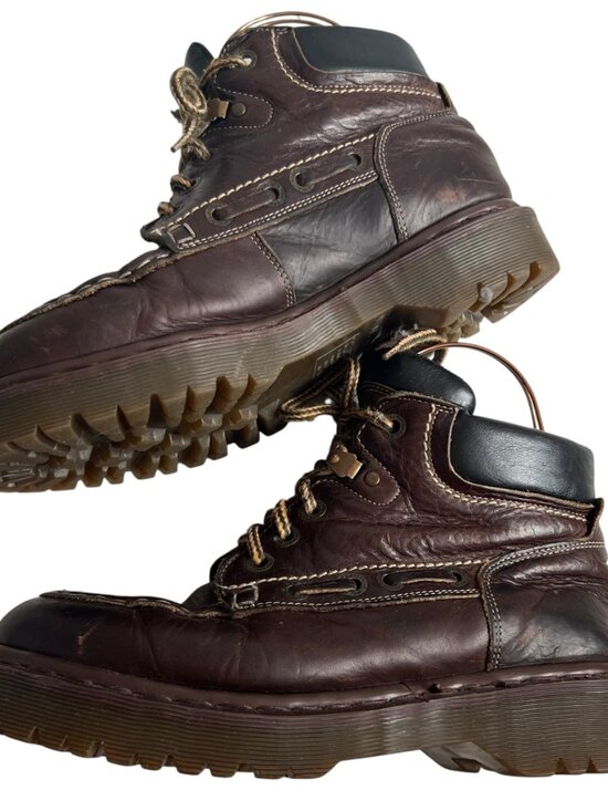 Vintage Dr Martens boots oiled brown leather moc toe UK 8 US mens 9 lace up main image 9